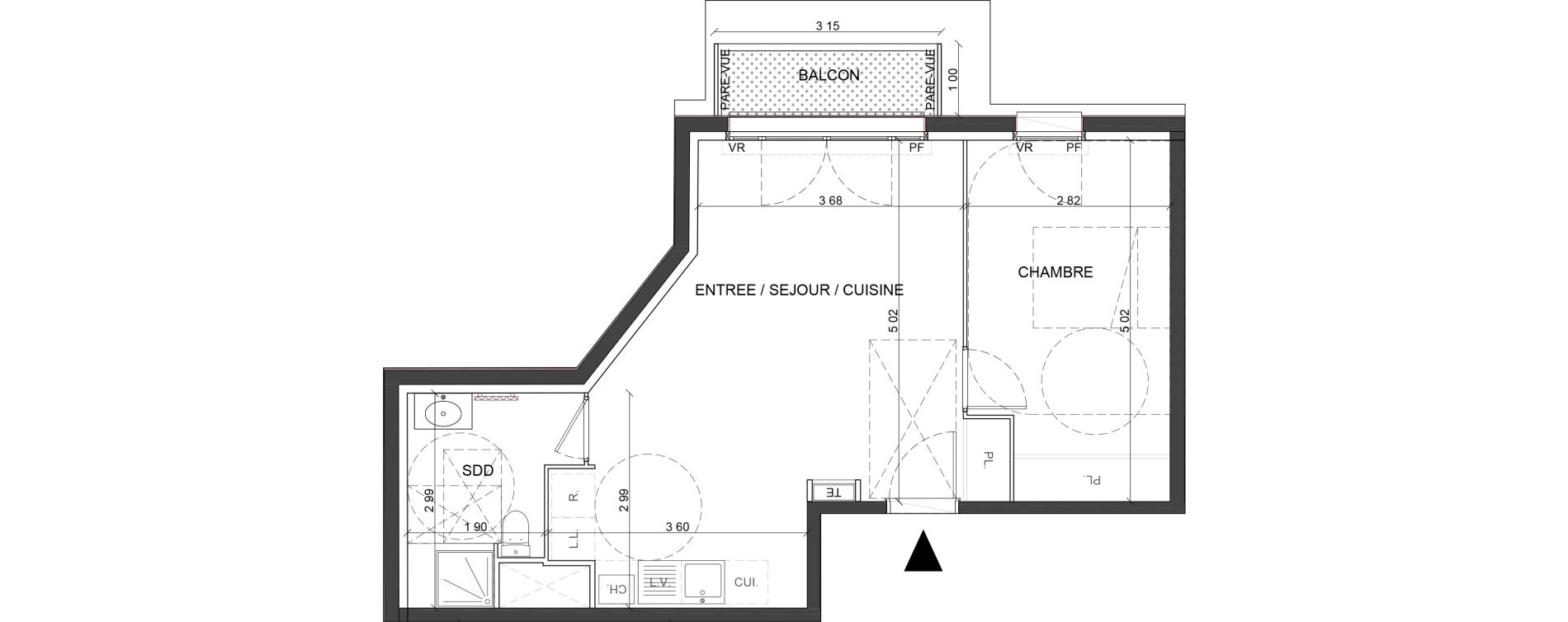 Appartement T2 de 47,06 m2 &agrave; L'Ha&yuml;-Les-Roses Centre