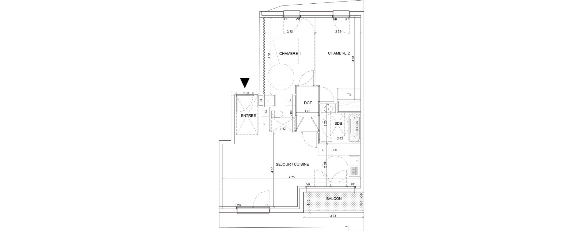 Appartement T3 de 57,72 m2 &agrave; L'Ha&yuml;-Les-Roses Centre