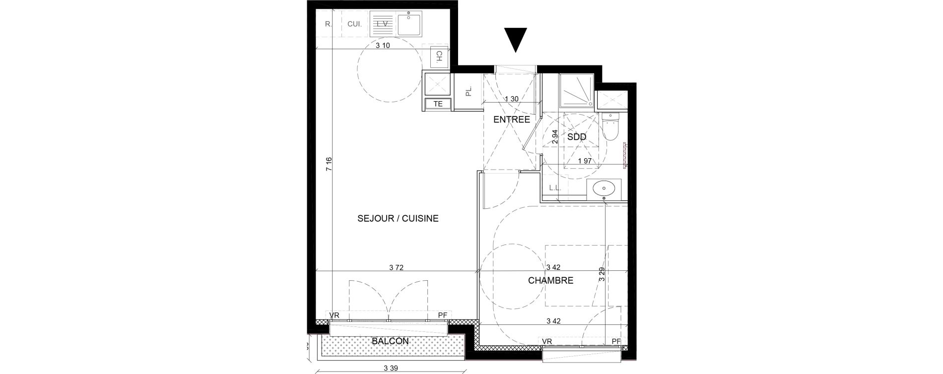 Appartement T2 de 45,57 m2 à L'Haÿ-Les-Roses Centre