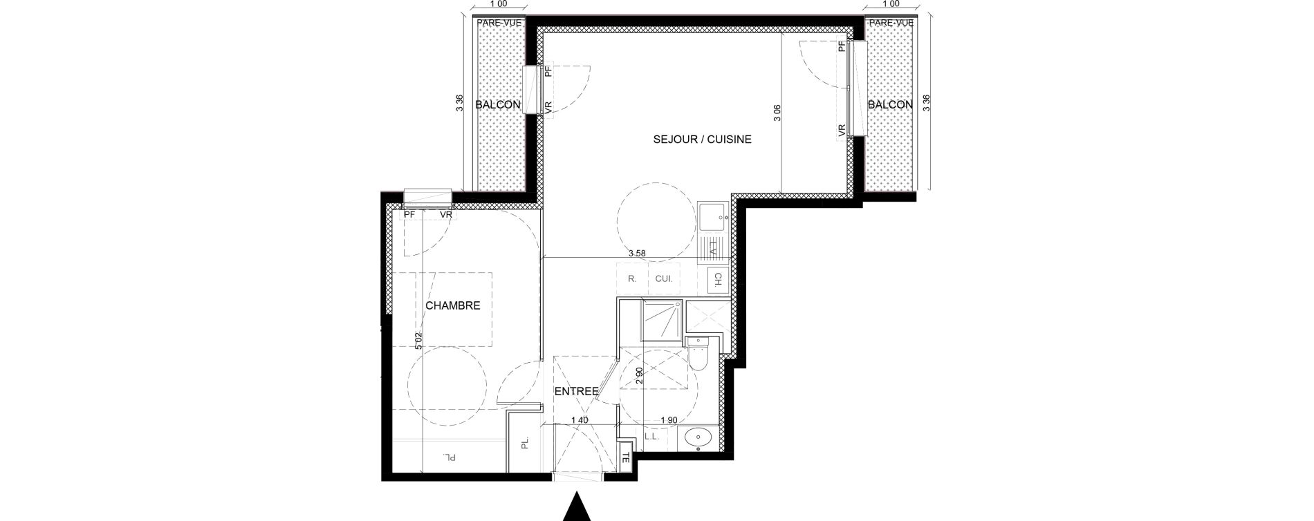 Appartement T2 de 41,03 m2 &agrave; L'Ha&yuml;-Les-Roses Centre
