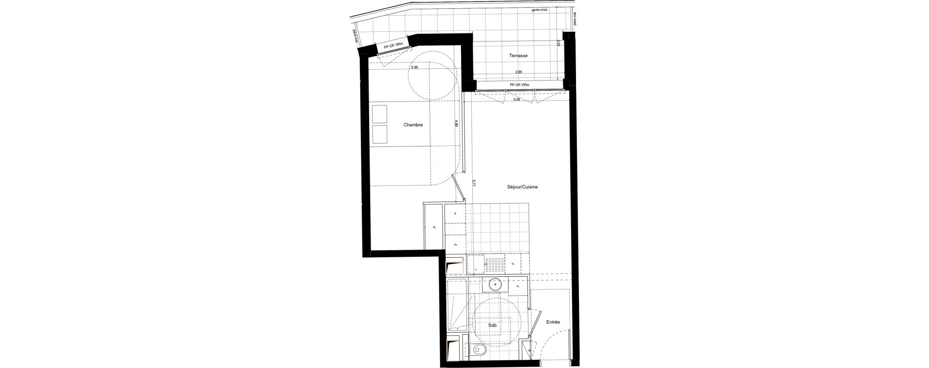 Appartement T2 de 46,40 m2 &agrave; L'Ha&yuml;-Les-Roses Lallier