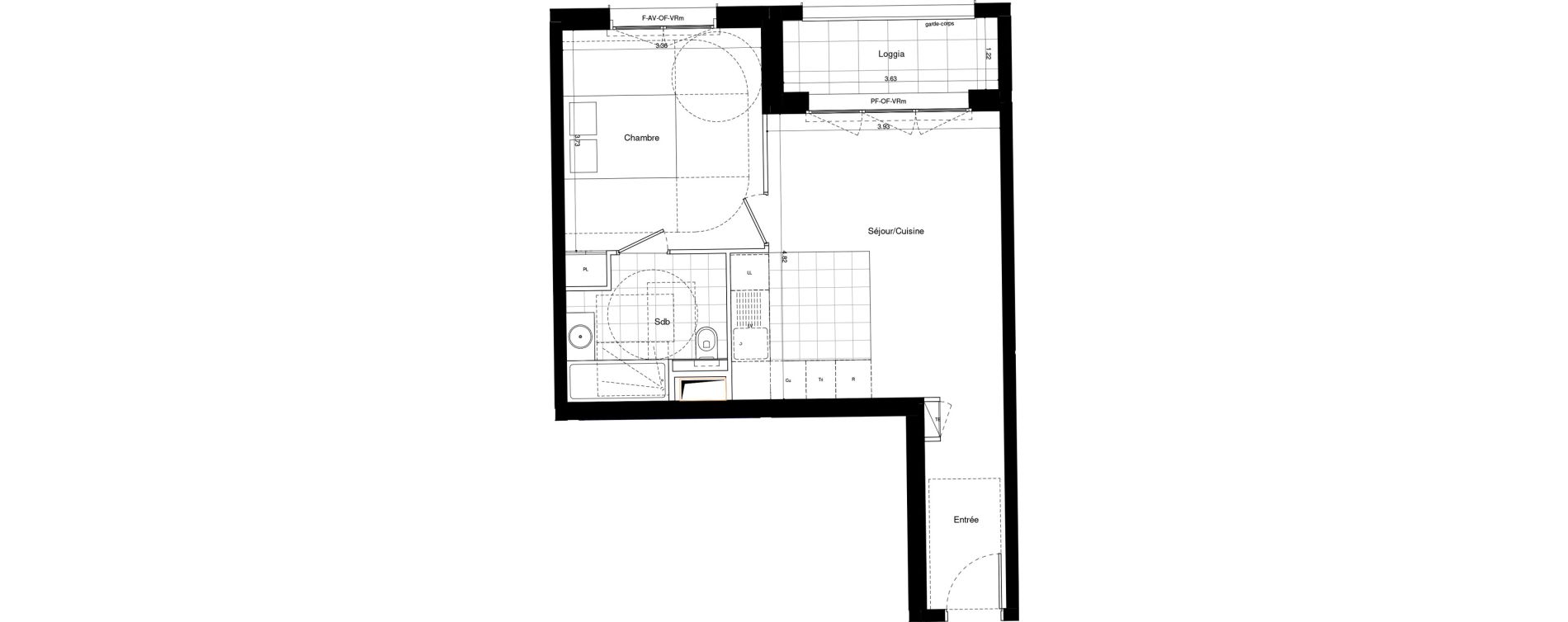 Appartement T2 de 43,70 m2 &agrave; L'Ha&yuml;-Les-Roses Lallier