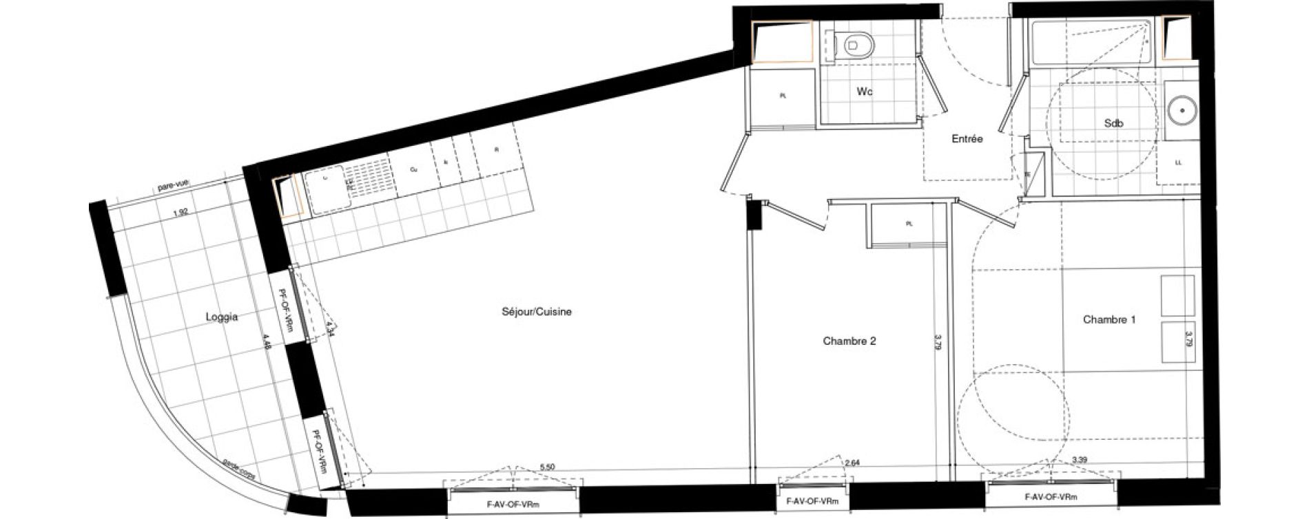 Appartement T3 de 65,70 m2 &agrave; L'Ha&yuml;-Les-Roses Lallier