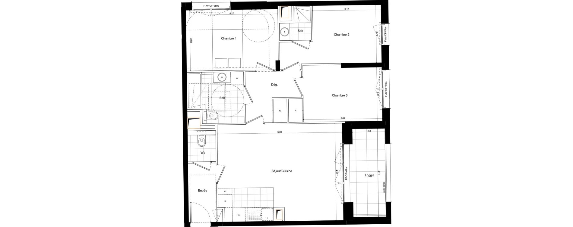 Appartement T4 de 76,80 m2 &agrave; L'Ha&yuml;-Les-Roses Lallier