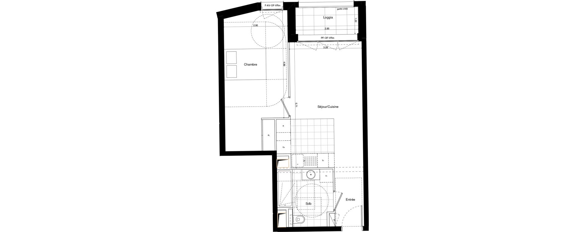 Appartement T2 de 46,40 m2 &agrave; L'Ha&yuml;-Les-Roses Lallier