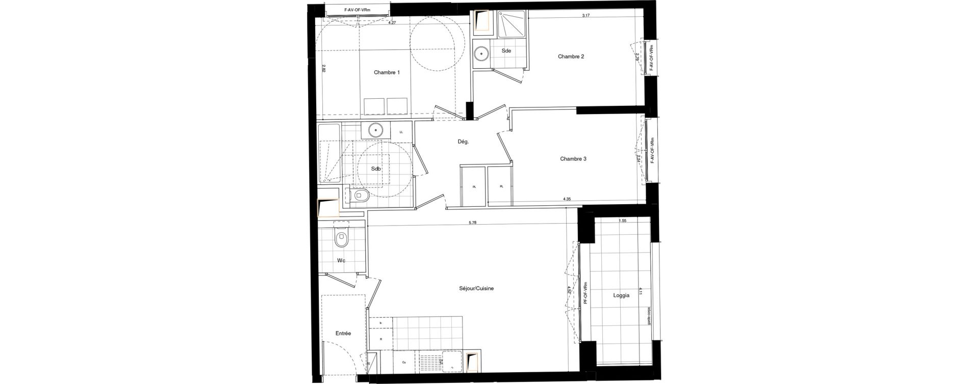 Appartement T4 de 76,70 m2 &agrave; L'Ha&yuml;-Les-Roses Lallier