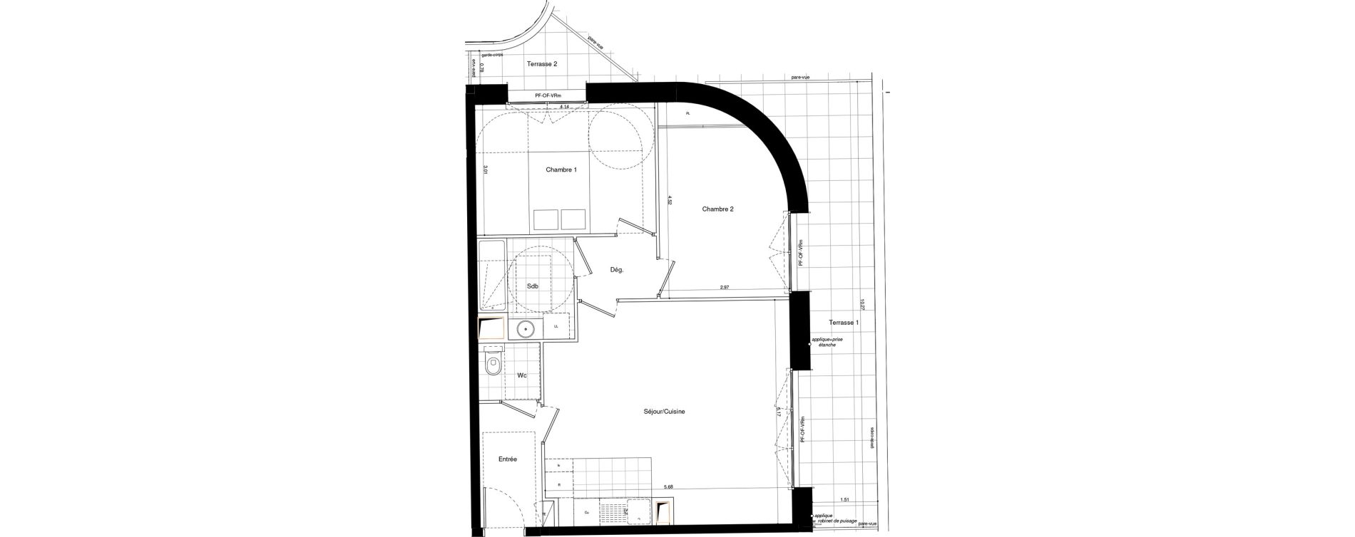 Appartement T3 de 66,10 m2 &agrave; L'Ha&yuml;-Les-Roses Lallier