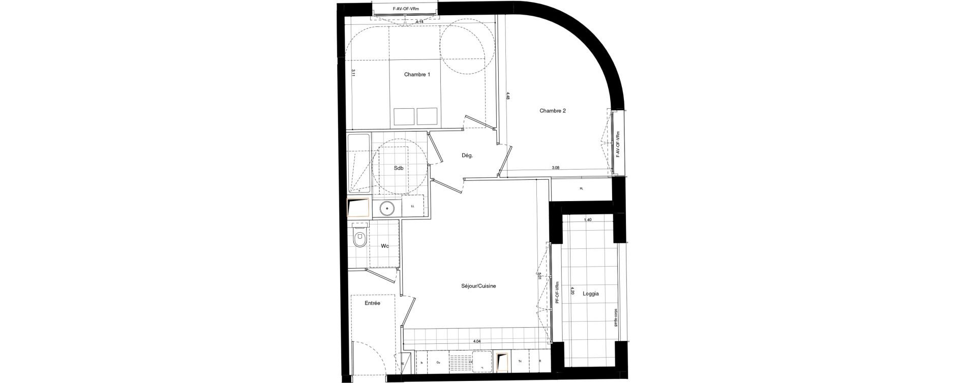 Appartement T3 de 59,60 m2 &agrave; L'Ha&yuml;-Les-Roses Lallier
