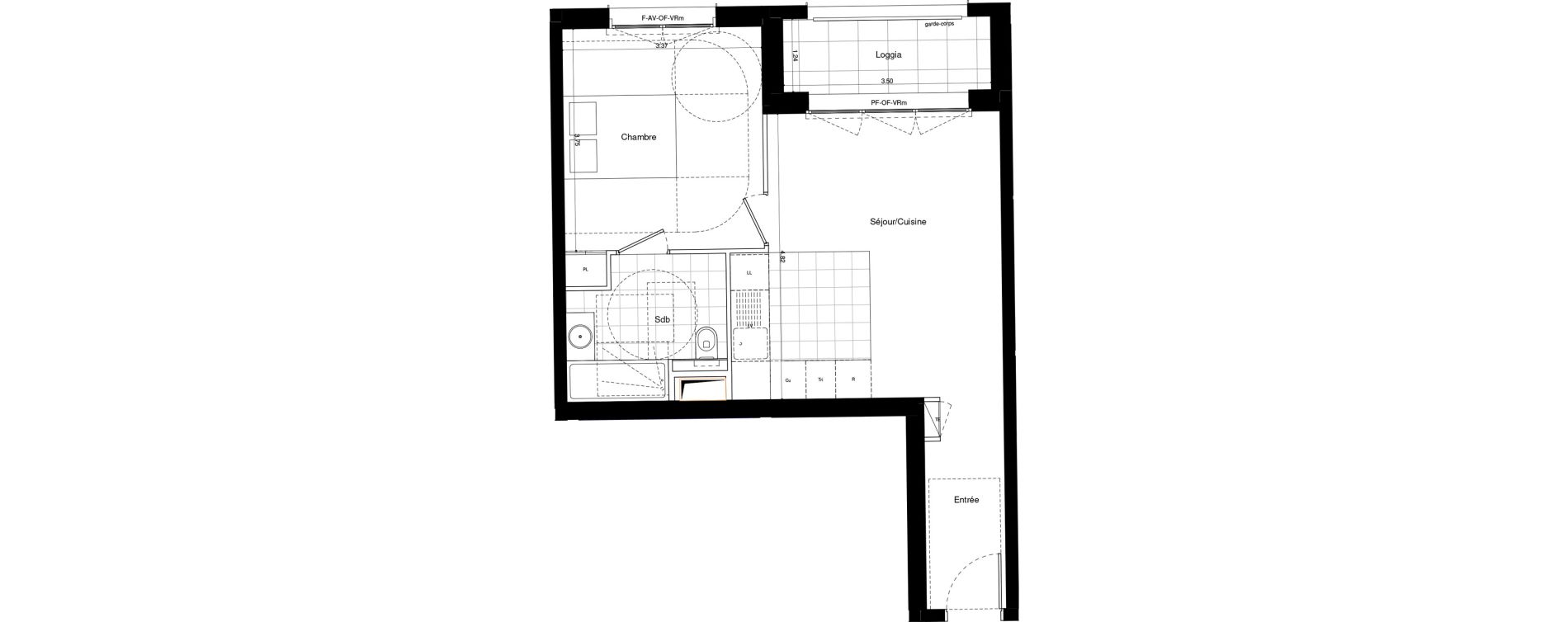 Appartement T2 de 43,80 m2 &agrave; L'Ha&yuml;-Les-Roses Lallier