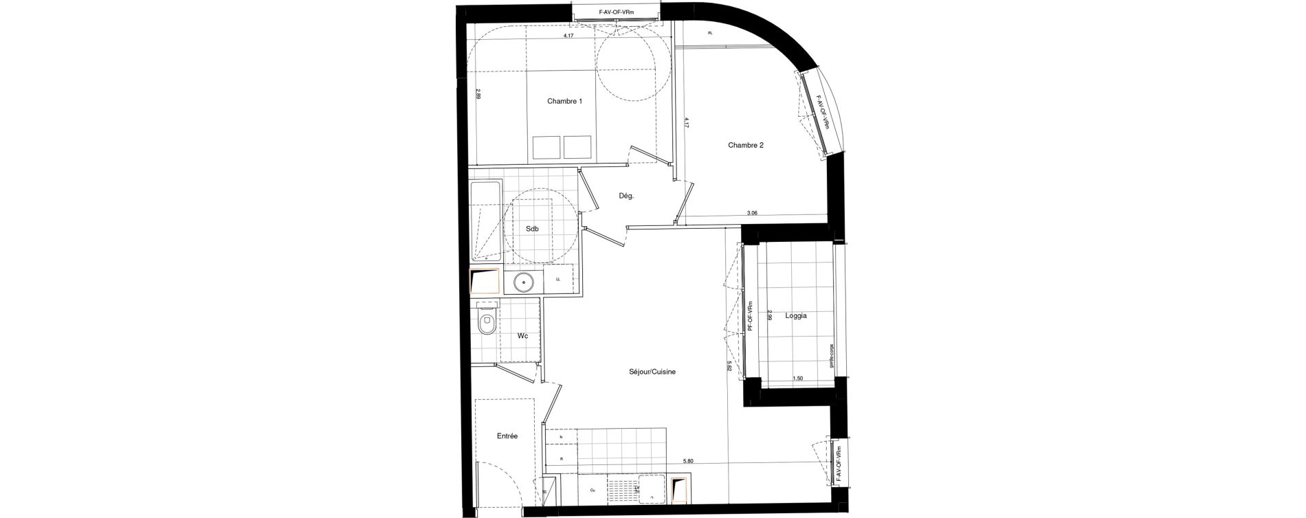 Appartement T3 de 61,20 m2 &agrave; L'Ha&yuml;-Les-Roses Lallier