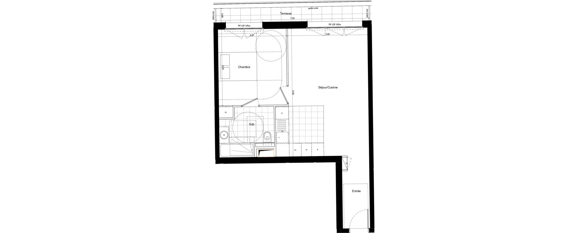 Appartement T2 de 49,60 m2 &agrave; L'Ha&yuml;-Les-Roses Lallier