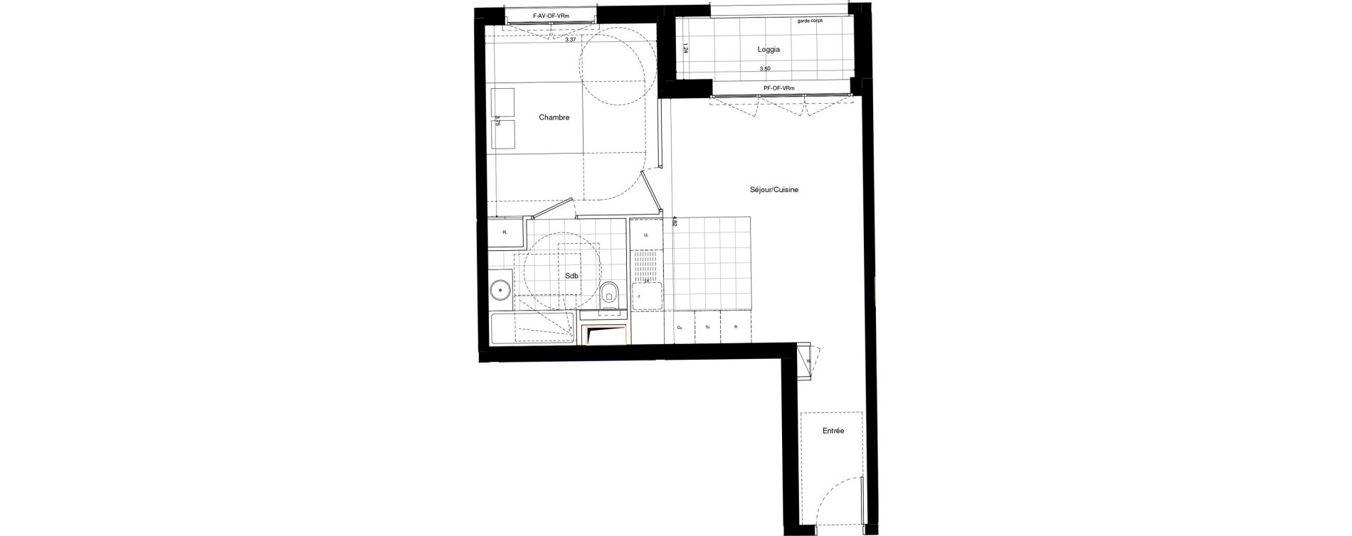 Appartement T2 de 43,80 m2 &agrave; L'Ha&yuml;-Les-Roses Lallier