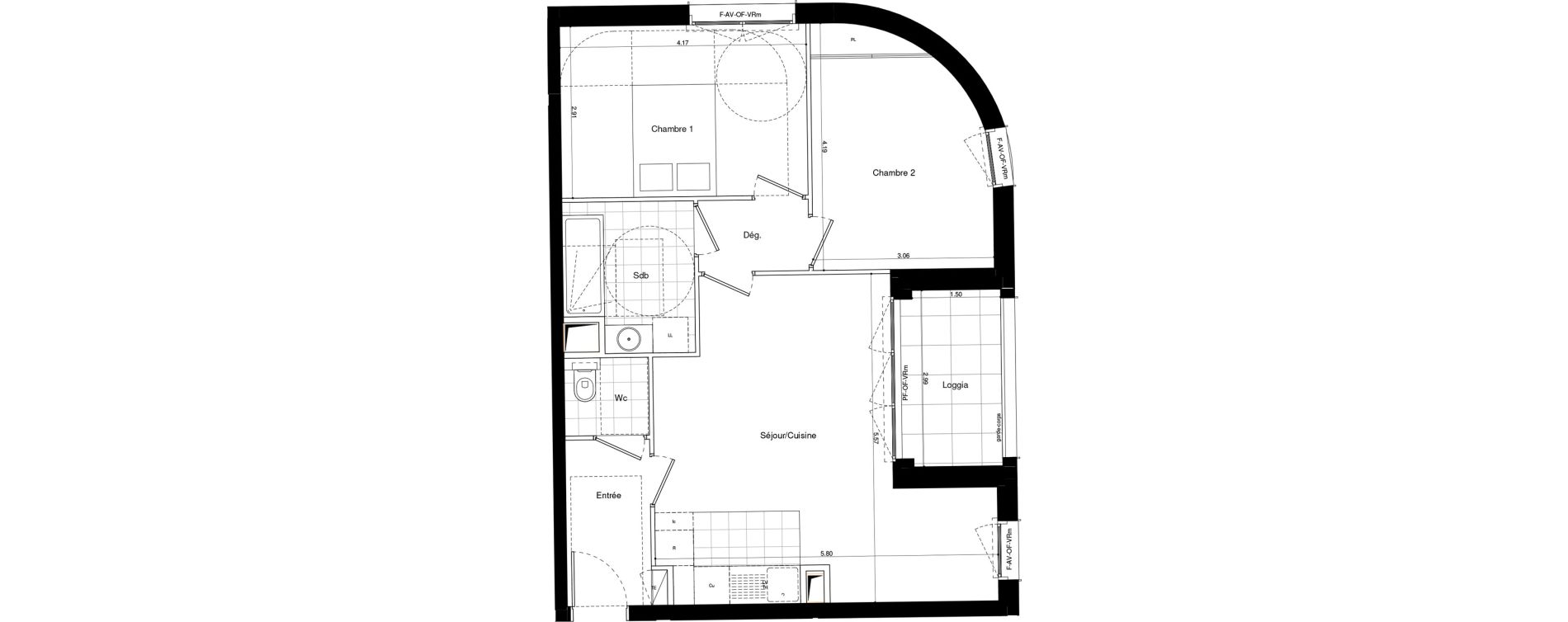Appartement T3 de 61,30 m2 &agrave; L'Ha&yuml;-Les-Roses Lallier