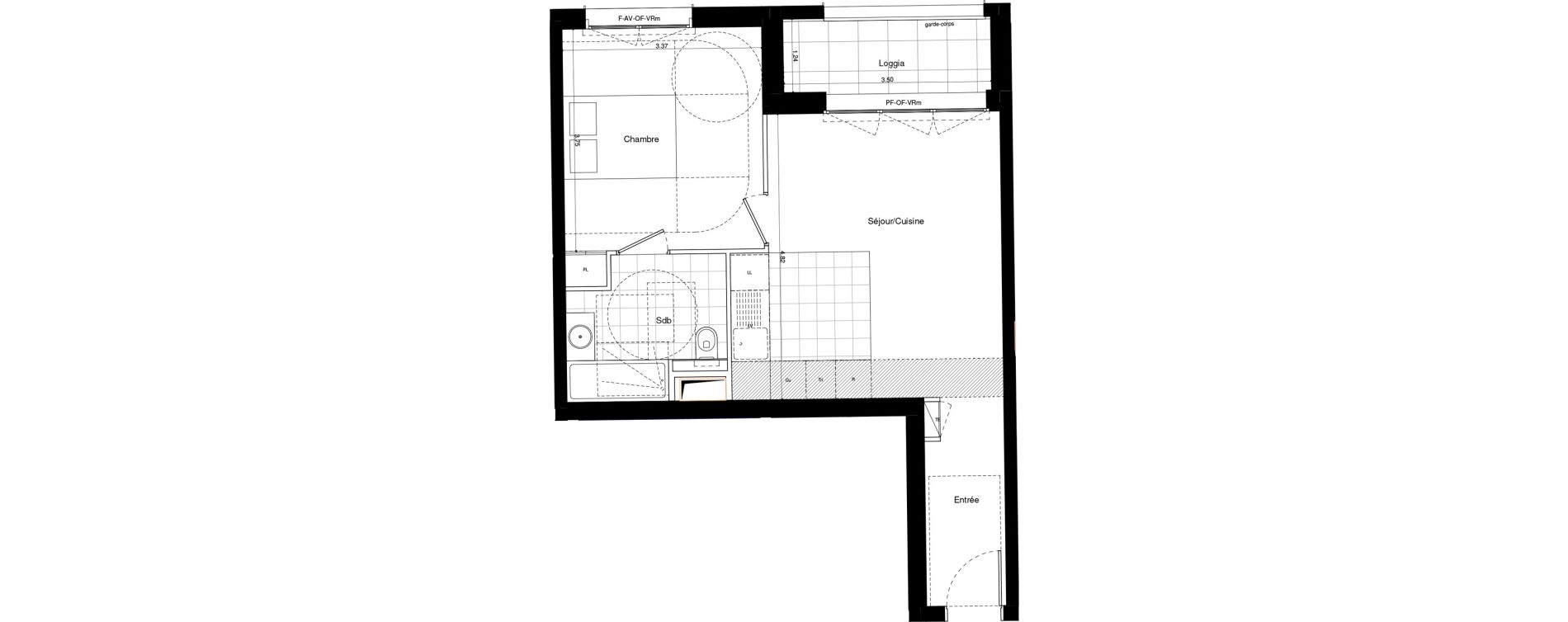 Appartement T2 de 43,80 m2 &agrave; L'Ha&yuml;-Les-Roses Lallier