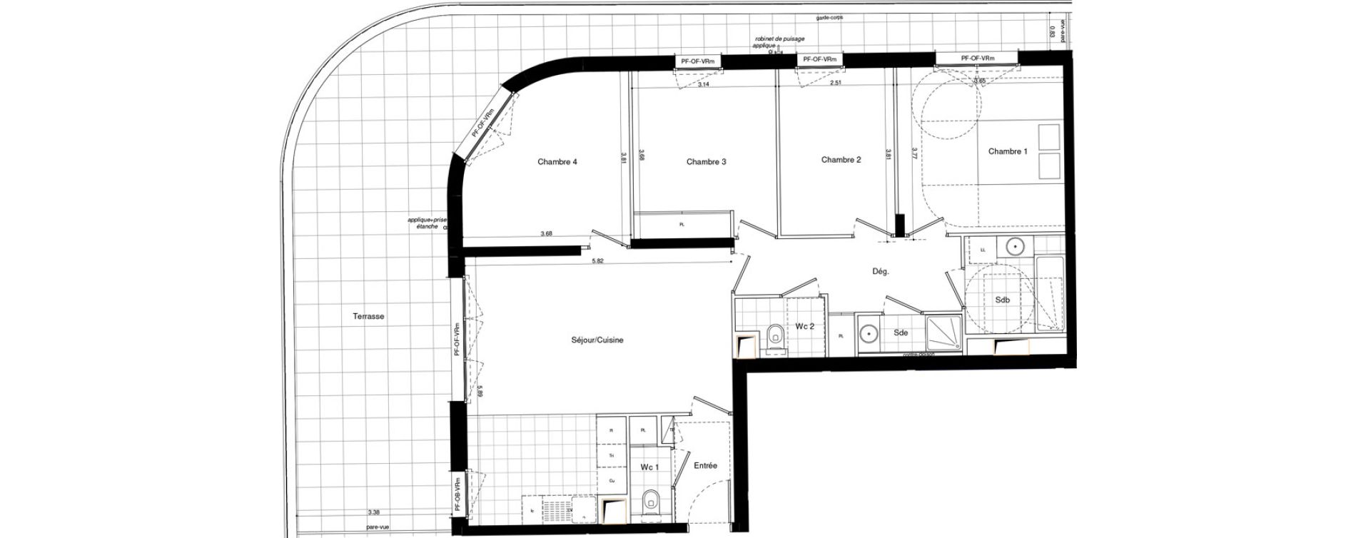 Appartement T5 de 96,50 m2 &agrave; L'Ha&yuml;-Les-Roses Lallier