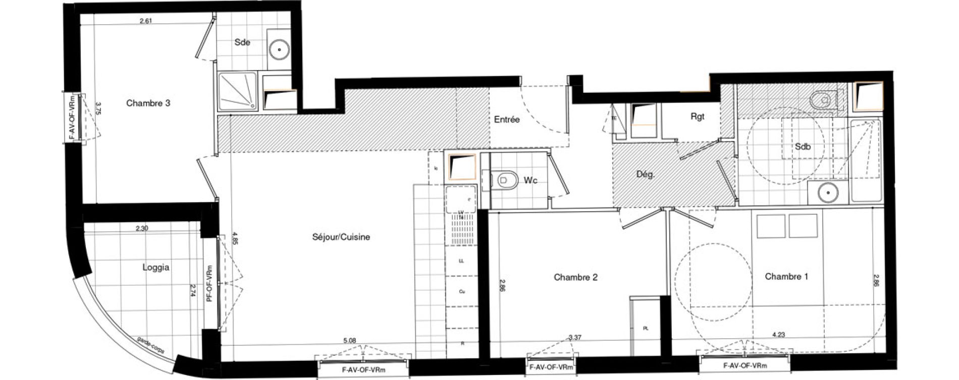 Appartement T4 de 75,80 m2 &agrave; L'Ha&yuml;-Les-Roses Lallier