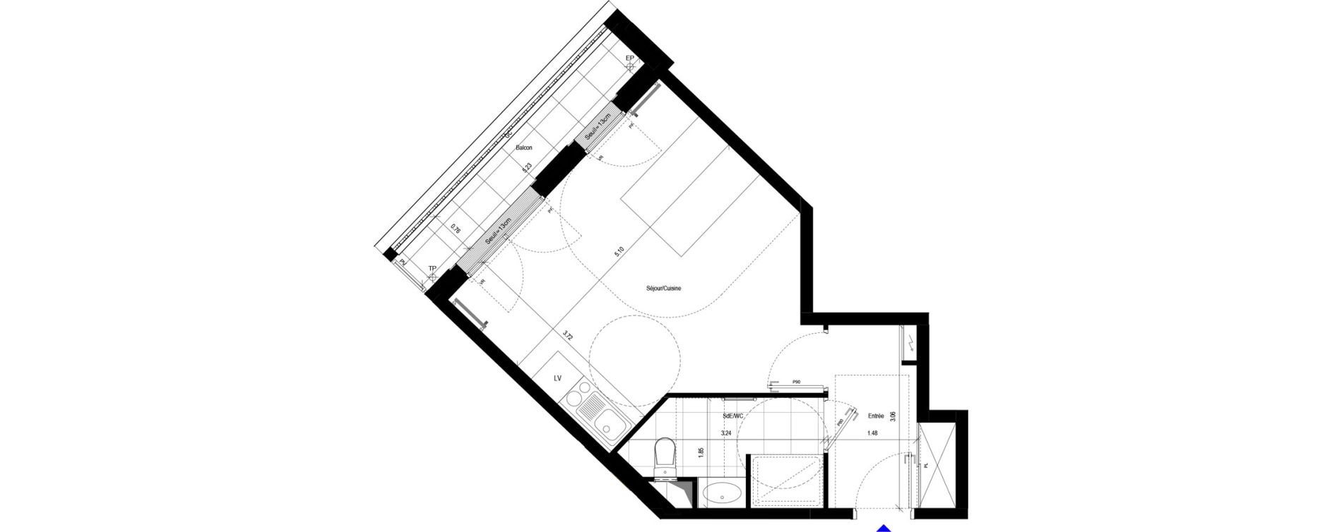 Appartement T1 de 32,29 m2 &agrave; L'Ha&yuml;-Les-Roses Le centre