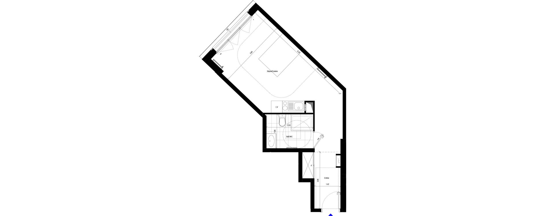 Appartement T1 de 34,92 m2 &agrave; L'Ha&yuml;-Les-Roses Le centre