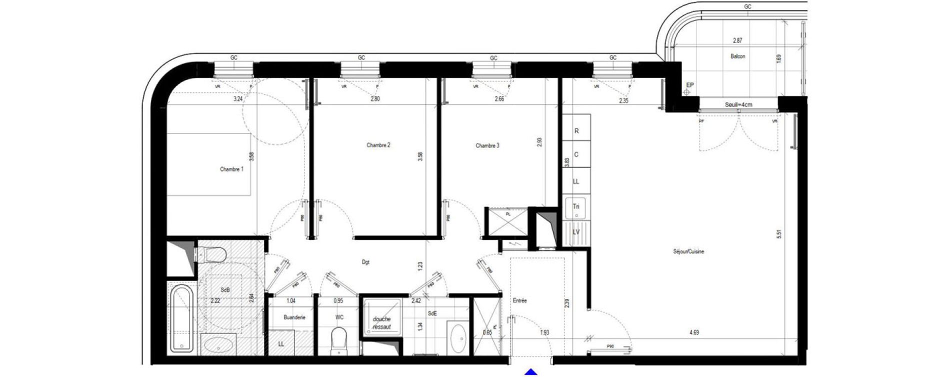 Appartement T4 de 82,85 m2 &agrave; L'Ha&yuml;-Les-Roses Le centre