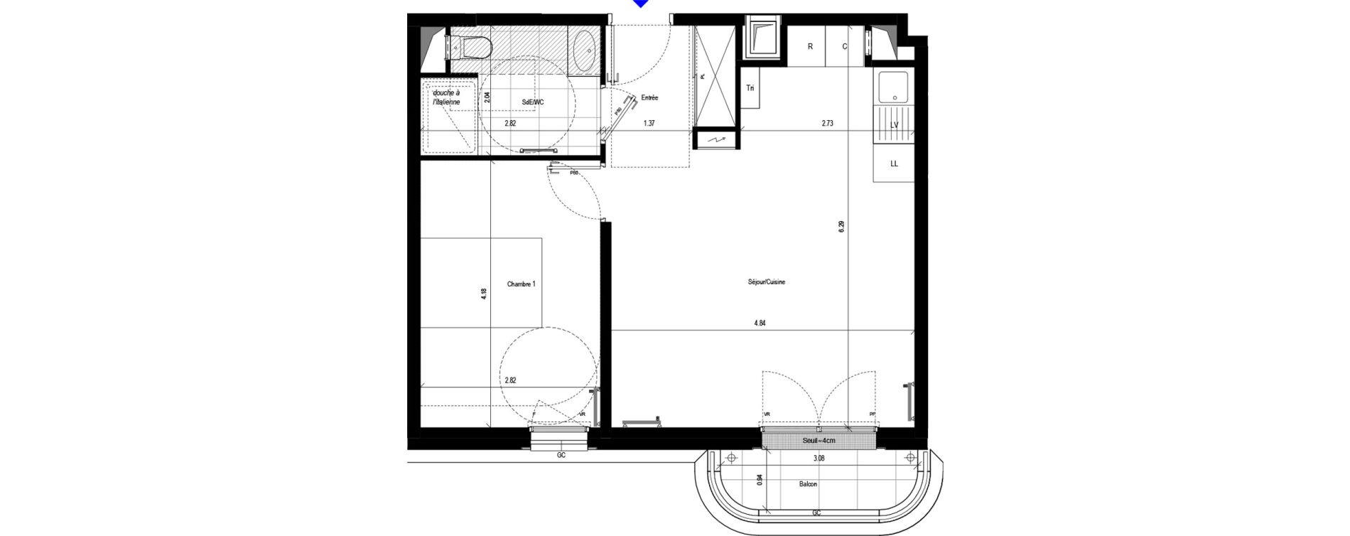 Appartement T2 de 45,92 m2 &agrave; L'Ha&yuml;-Les-Roses Le centre