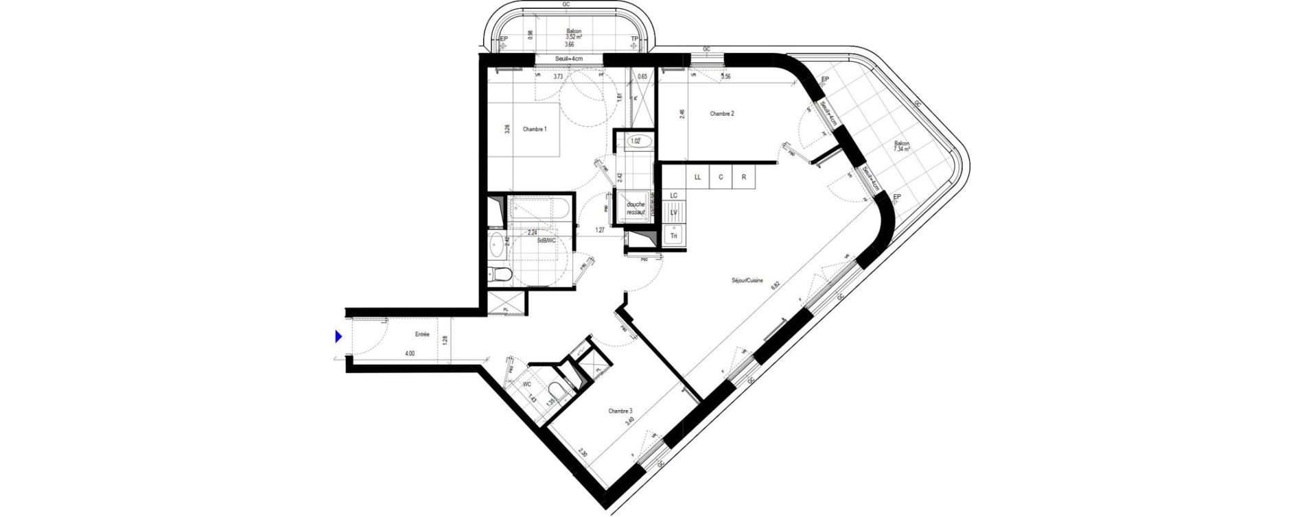 Appartement T4 de 80,56 m2 &agrave; L'Ha&yuml;-Les-Roses Le centre