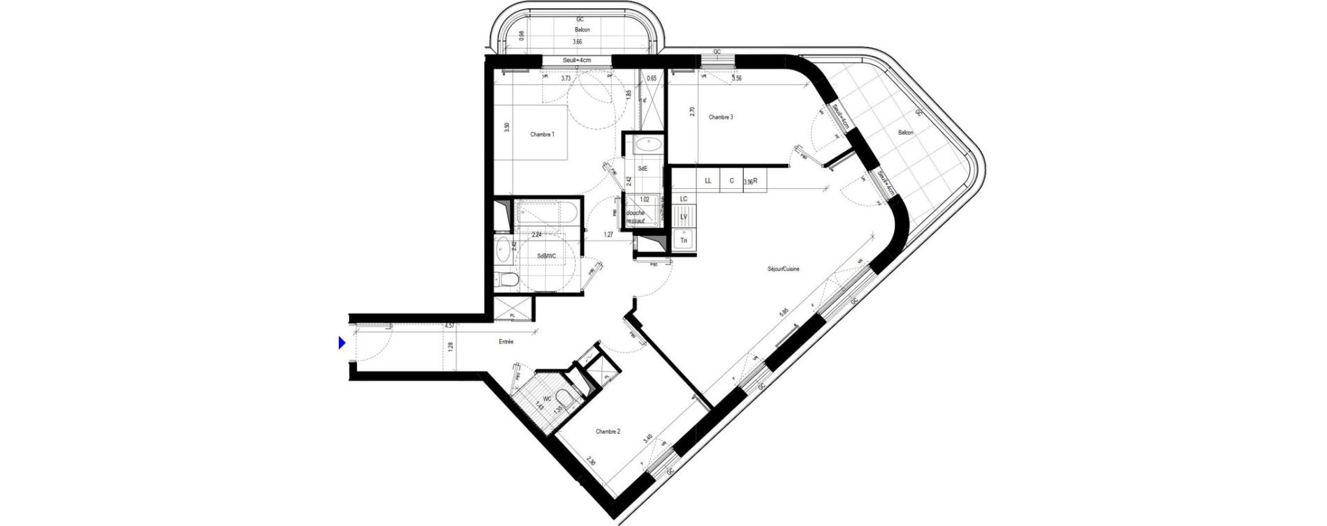 Appartement T4 de 80,56 m2 &agrave; L'Ha&yuml;-Les-Roses Le centre