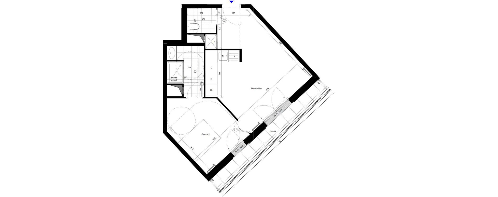 Appartement T2 de 42,88 m2 &agrave; L'Ha&yuml;-Les-Roses Le centre
