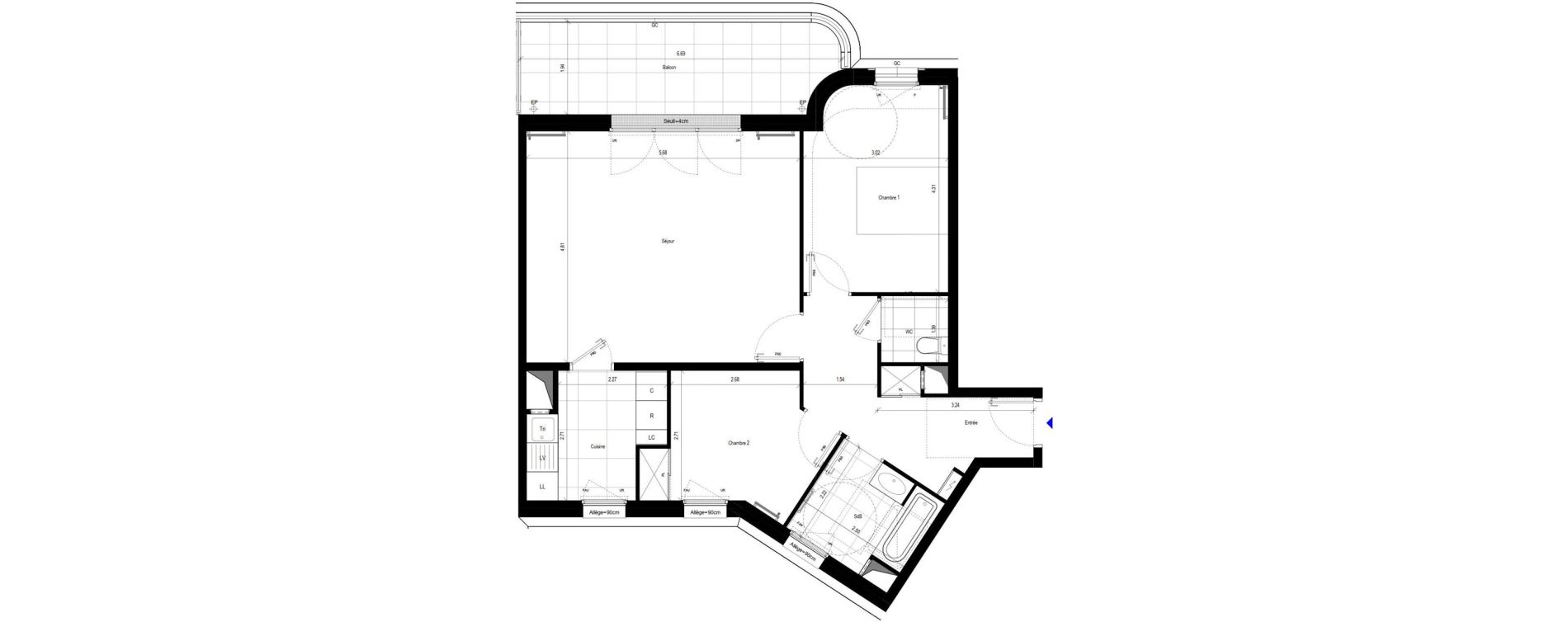 Appartement T3 de 72,40 m2 &agrave; L'Ha&yuml;-Les-Roses Le centre