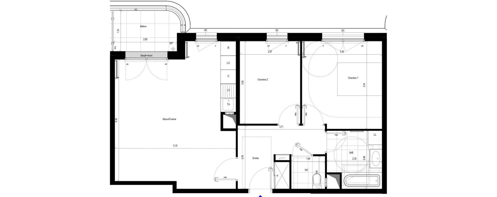Appartement T3 de 65,22 m2 &agrave; L'Ha&yuml;-Les-Roses Le centre