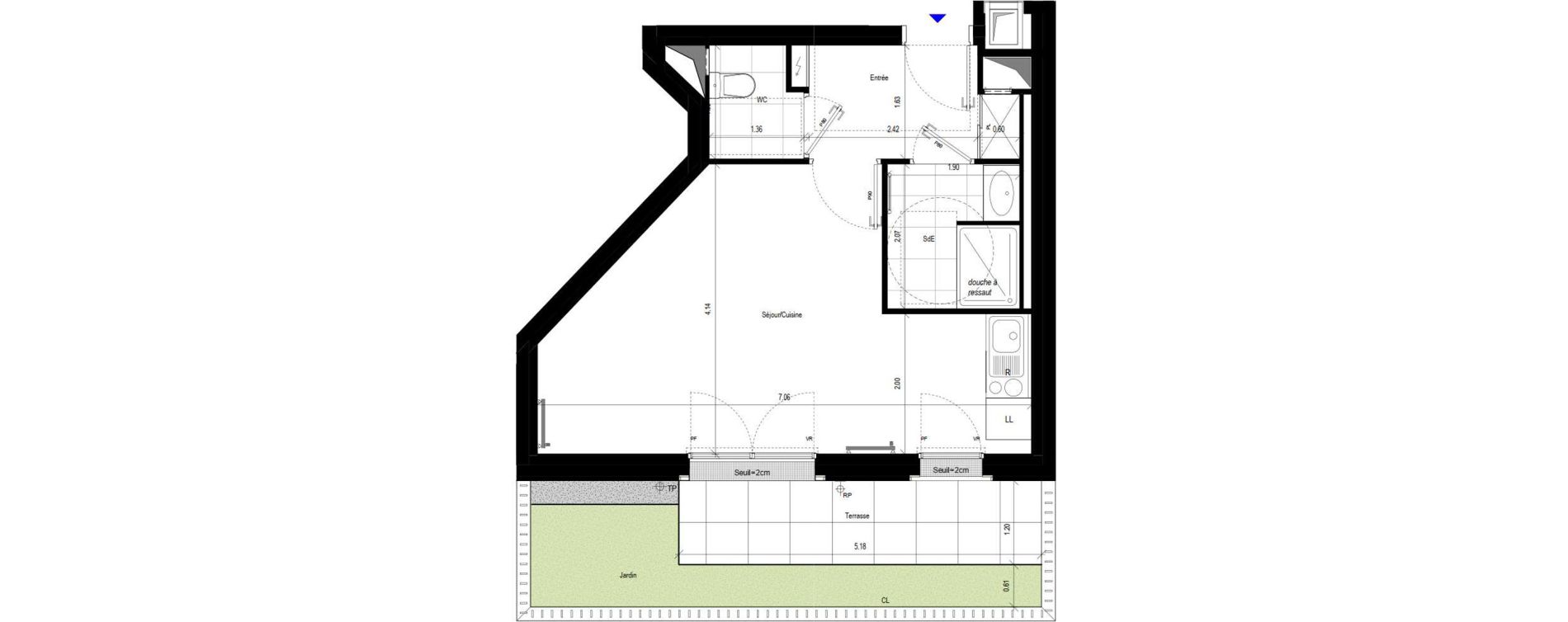 Appartement T1 de 32,65 m2 &agrave; L'Ha&yuml;-Les-Roses Le centre