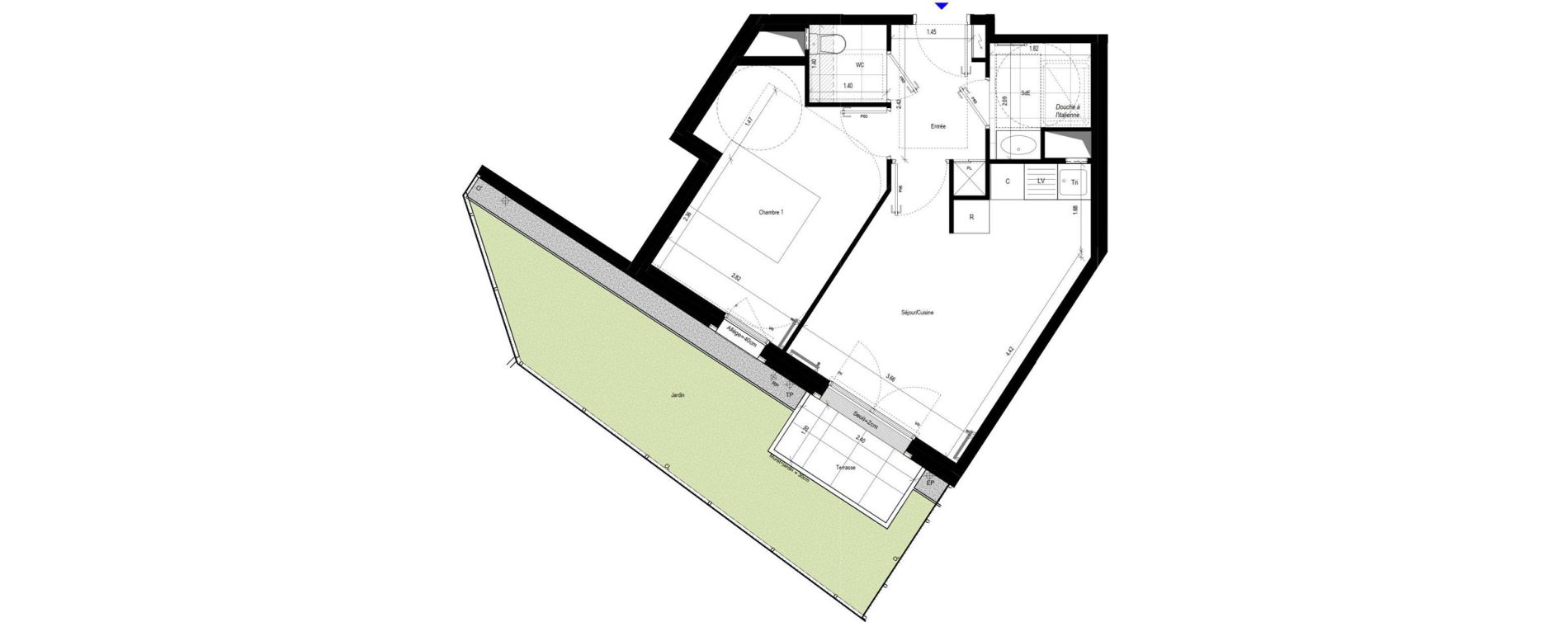 Appartement T2 de 40,38 m2 &agrave; L'Ha&yuml;-Les-Roses Le centre