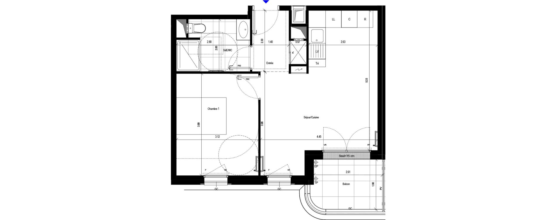 Appartement T2 de 42,25 m2 &agrave; L'Ha&yuml;-Les-Roses Le centre