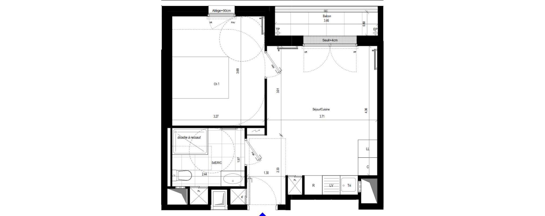 Appartement T2 de 36,79 m2 &agrave; L'Ha&yuml;-Les-Roses Le centre