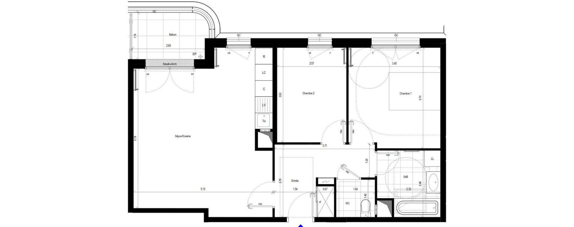 Appartement T3 de 65,17 m2 &agrave; L'Ha&yuml;-Les-Roses Le centre