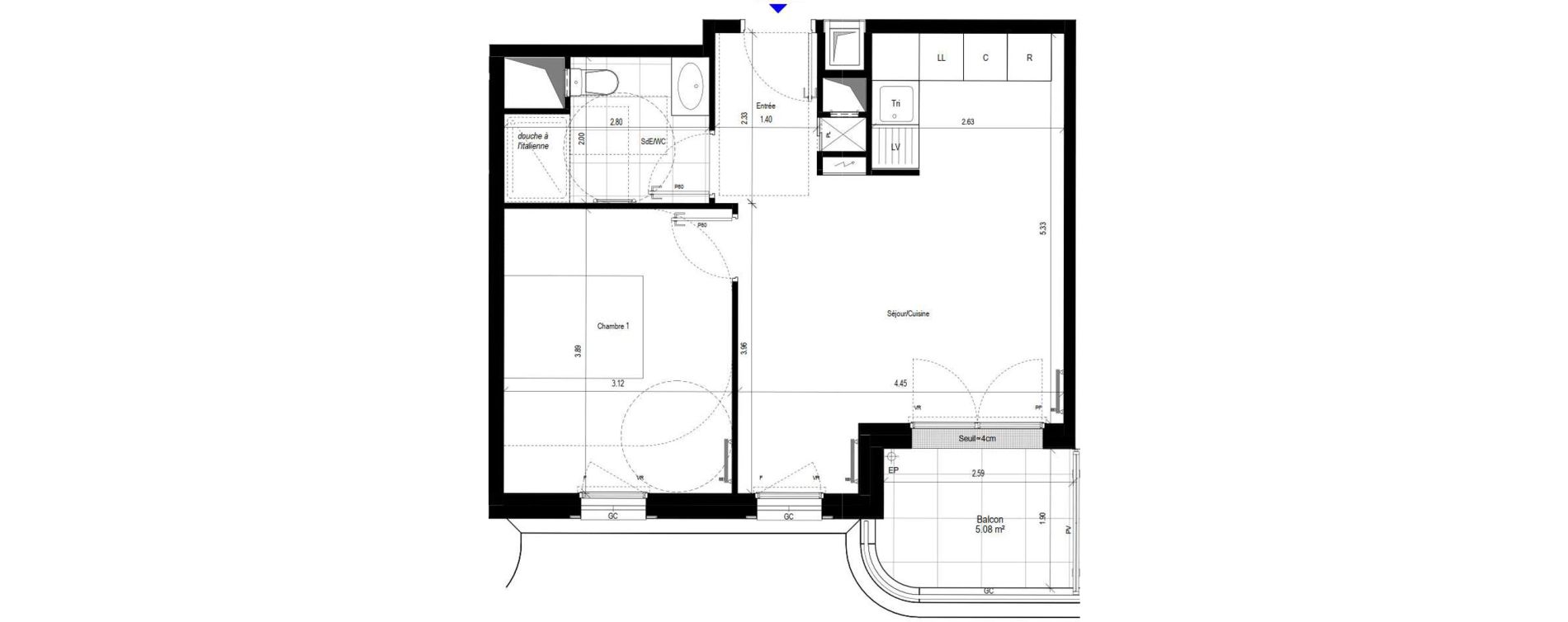 Appartement T2 de 41,92 m2 &agrave; L'Ha&yuml;-Les-Roses Le centre