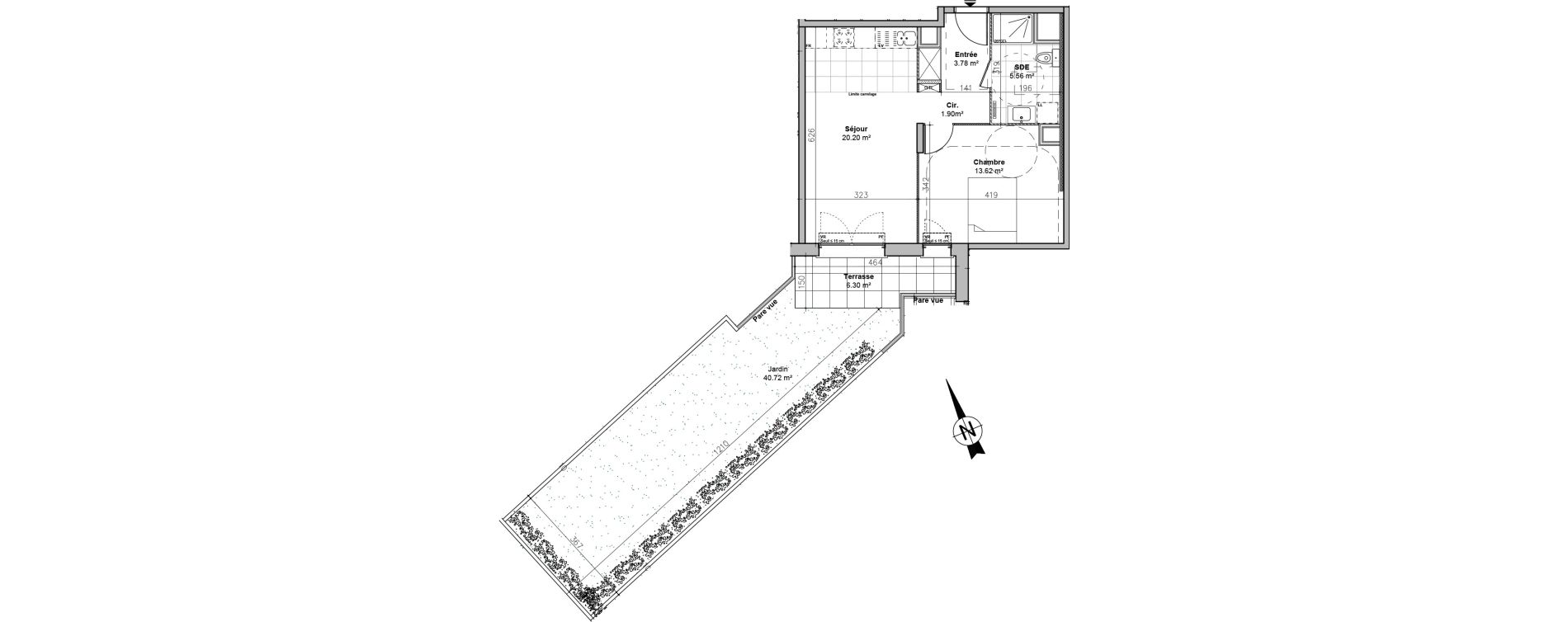 Appartement T2 de 45,06 m2 &agrave; L'Ha&yuml;-Les-Roses Le centre