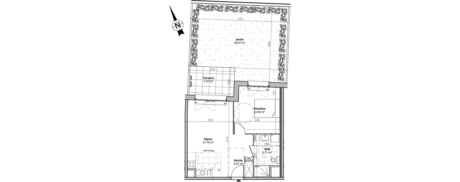 Appartement T2 de 42,19 m2 &agrave; L'Ha&yuml;-Les-Roses Le centre
