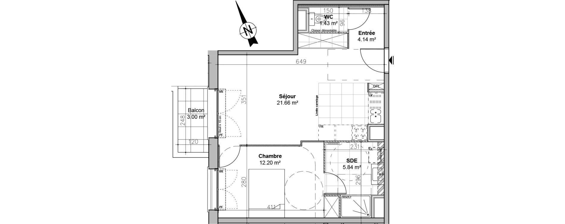 Appartement T2 de 45,27 m2 &agrave; L'Ha&yuml;-Les-Roses Le centre