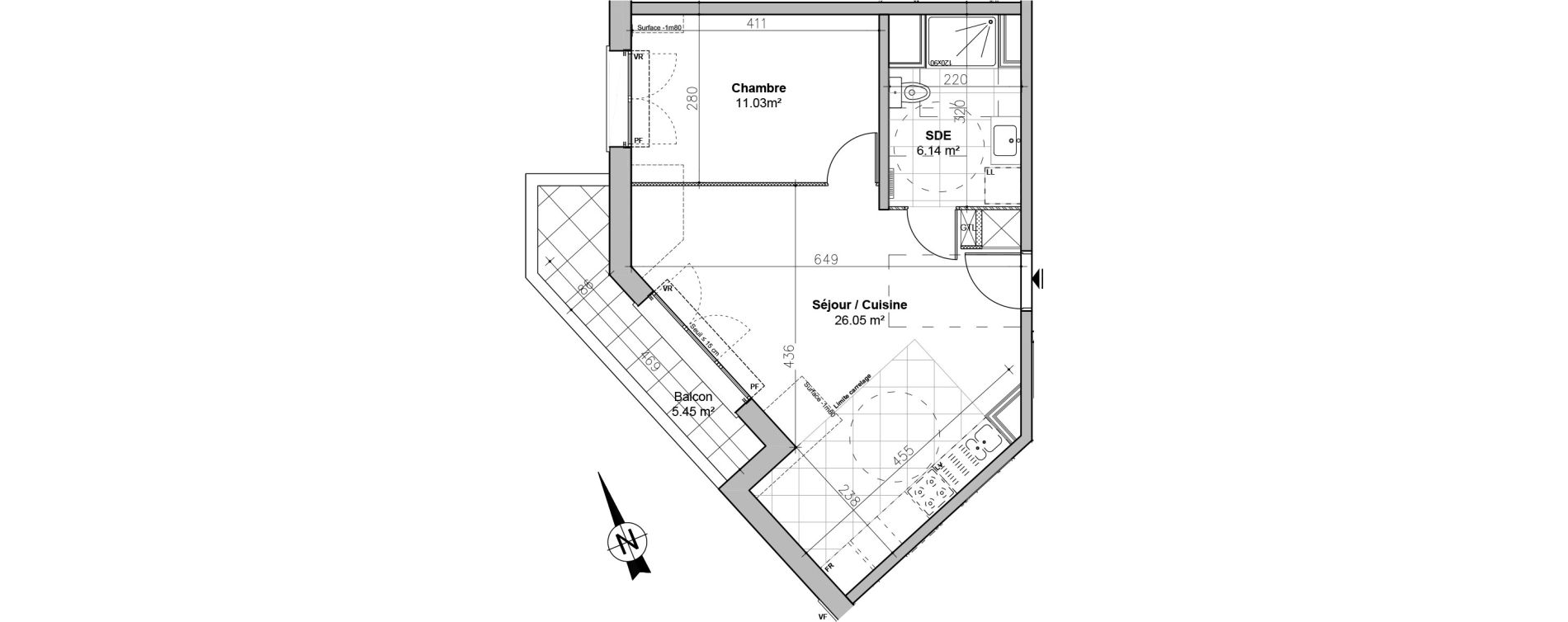 Appartement T2 de 43,22 m2 &agrave; L'Ha&yuml;-Les-Roses Le centre