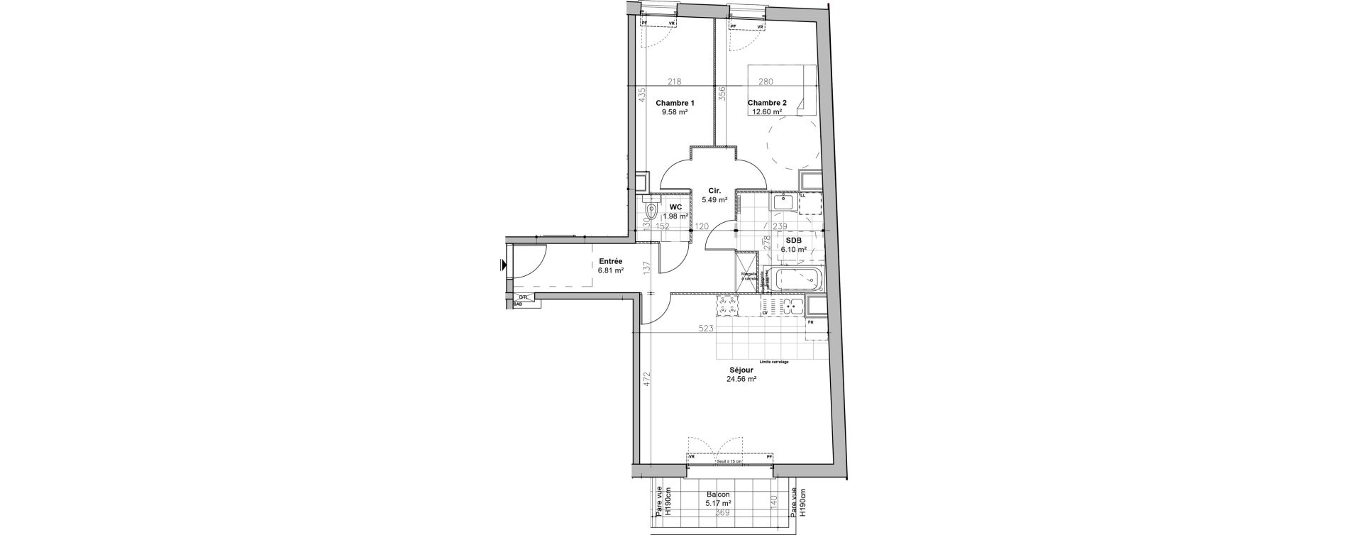 Appartement T3 de 67,12 m2 &agrave; L'Ha&yuml;-Les-Roses Le centre