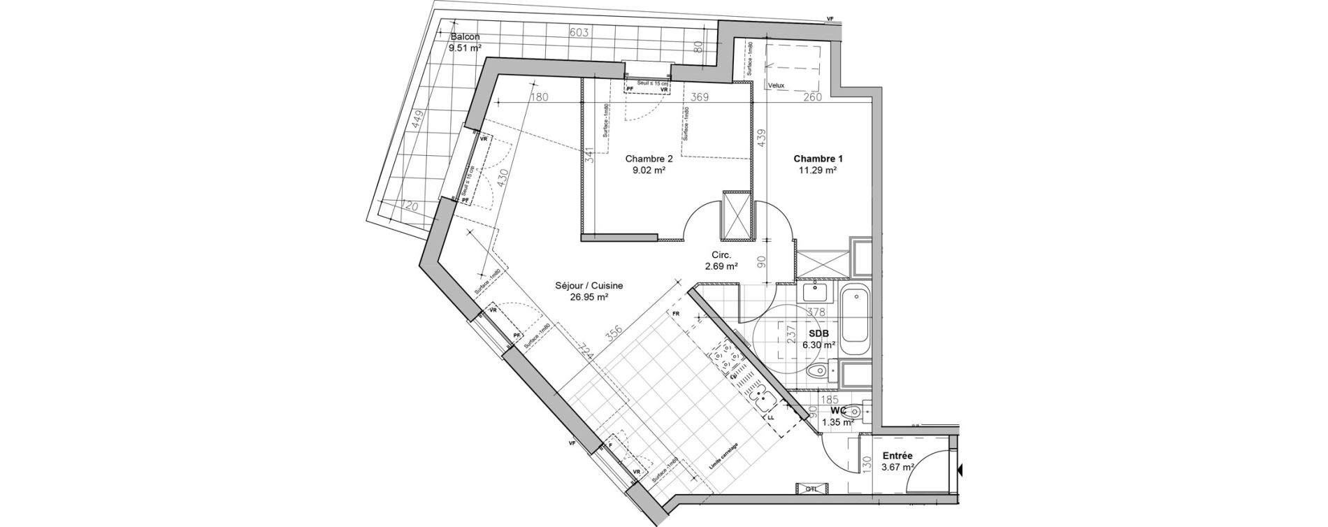 Appartement T3 de 61,27 m2 &agrave; L'Ha&yuml;-Les-Roses Le centre