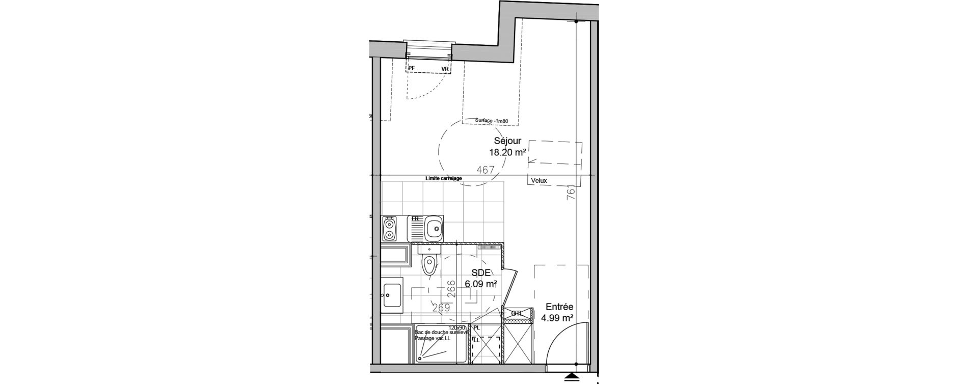 Appartement T1 de 29,28 m2 &agrave; L'Ha&yuml;-Les-Roses Le centre