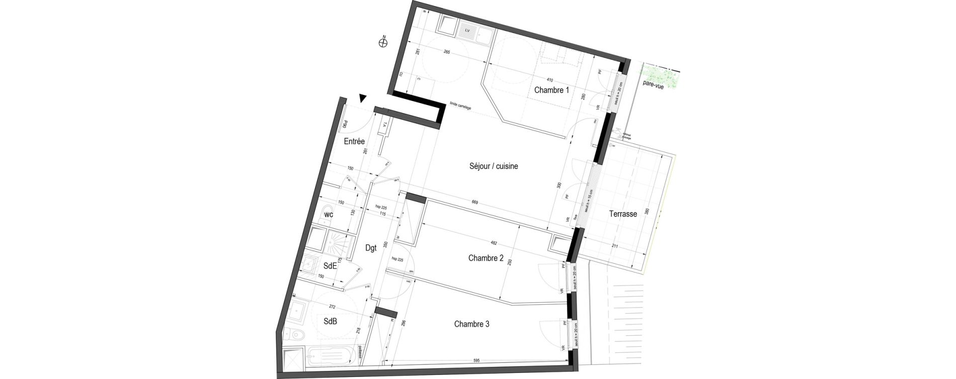 Appartement T4 de 82,90 m2 &agrave; L'Ha&yuml;-Les-Roses Centre