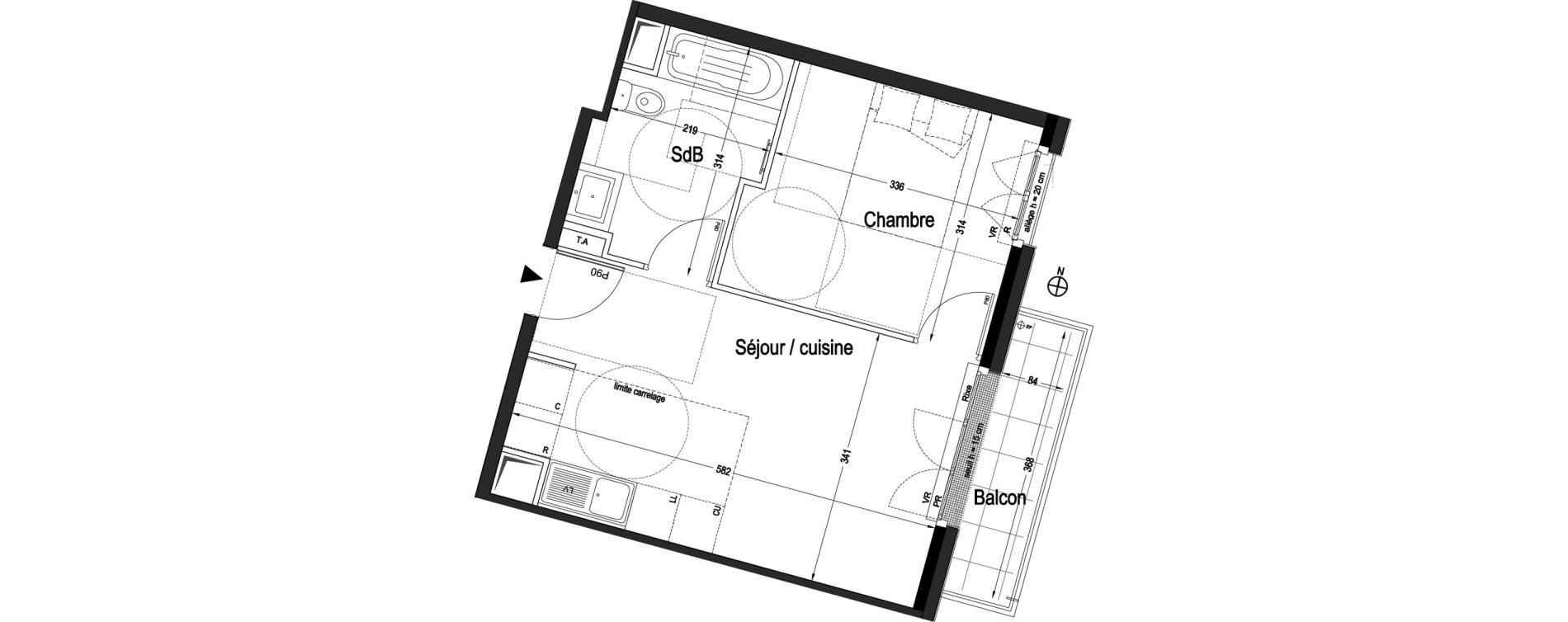 Appartement T2 de 36,59 m2 &agrave; L'Ha&yuml;-Les-Roses Centre