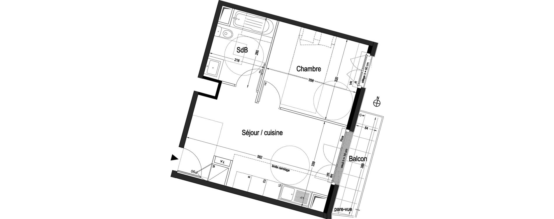 Appartement T2 de 36,61 m2 &agrave; L'Ha&yuml;-Les-Roses Centre