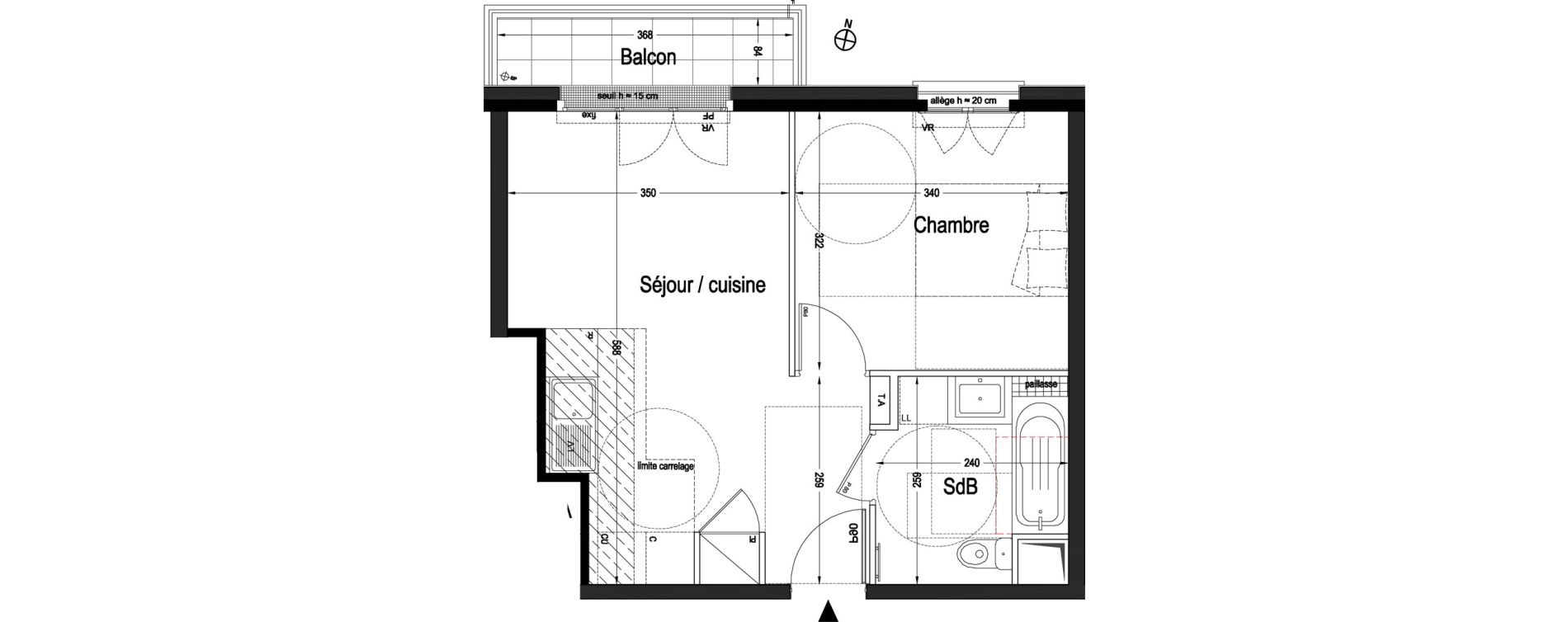 Appartement T2 de 37,39 m2 &agrave; L'Ha&yuml;-Les-Roses Centre