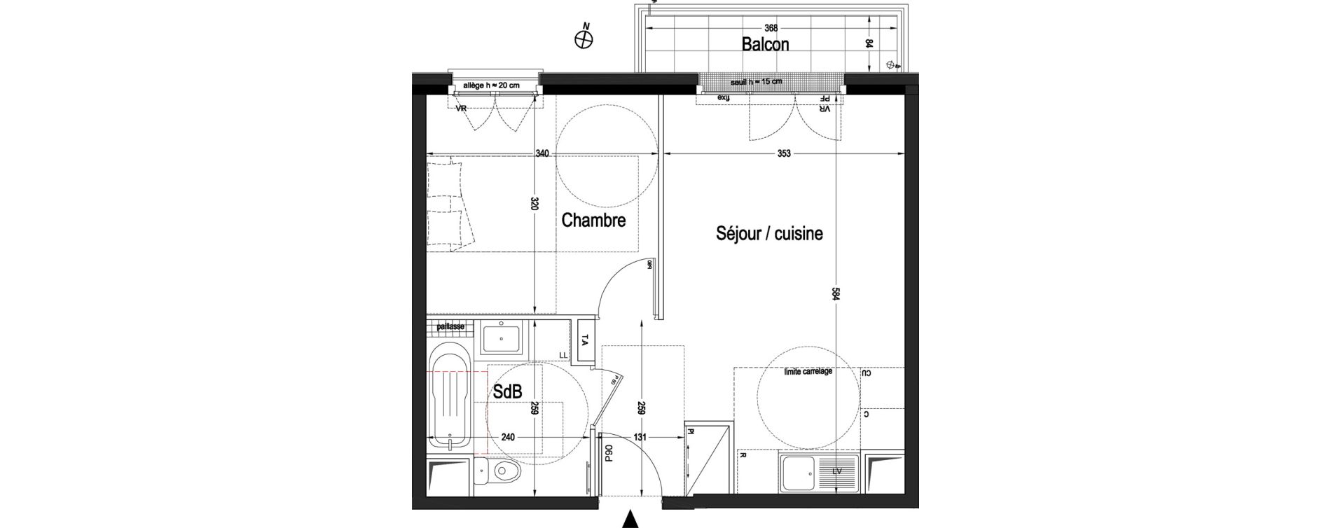 Appartement T2 de 39,22 m2 &agrave; L'Ha&yuml;-Les-Roses Centre