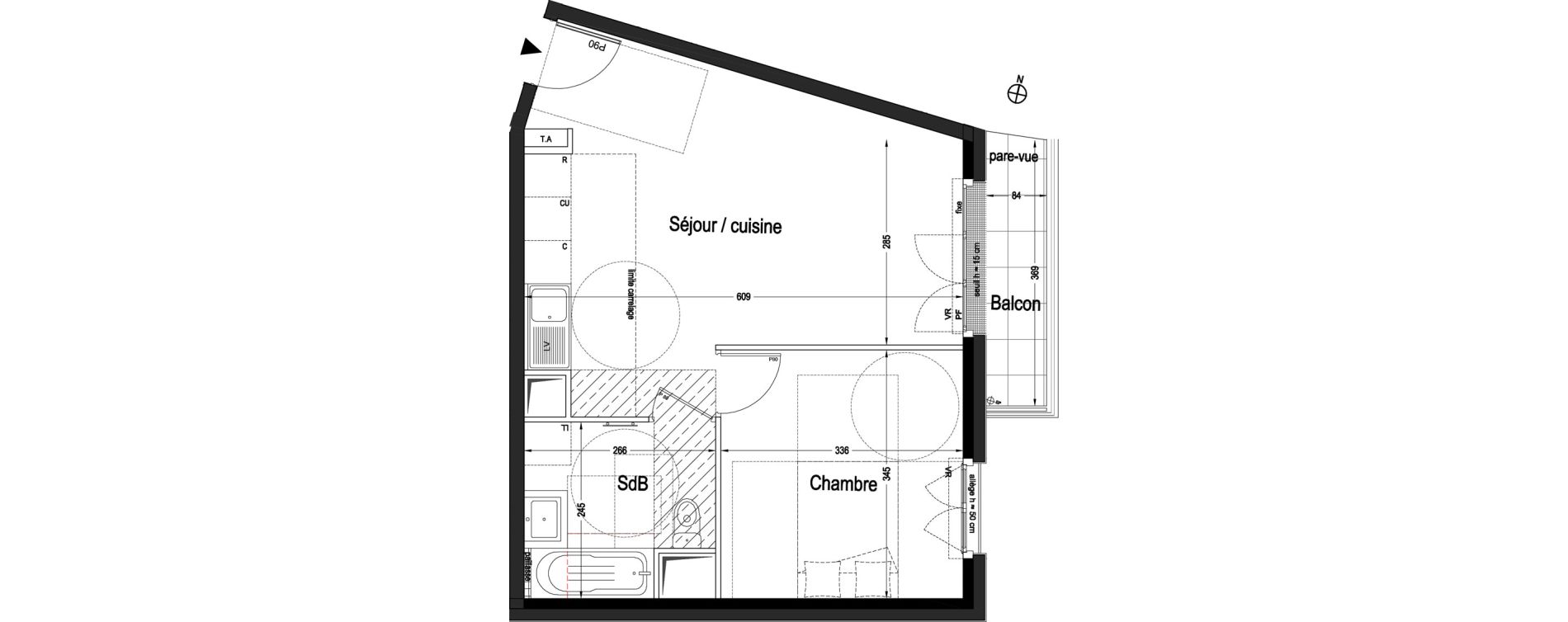 Appartement T2 de 42,01 m2 &agrave; L'Ha&yuml;-Les-Roses Centre