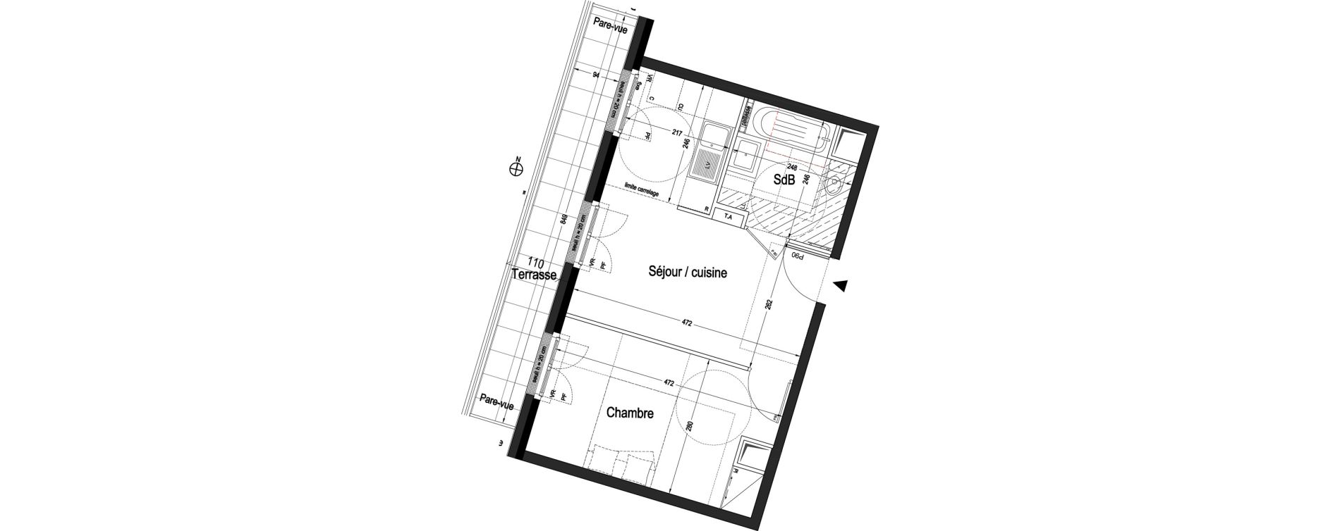 Appartement T2 de 36,05 m2 &agrave; L'Ha&yuml;-Les-Roses Centre