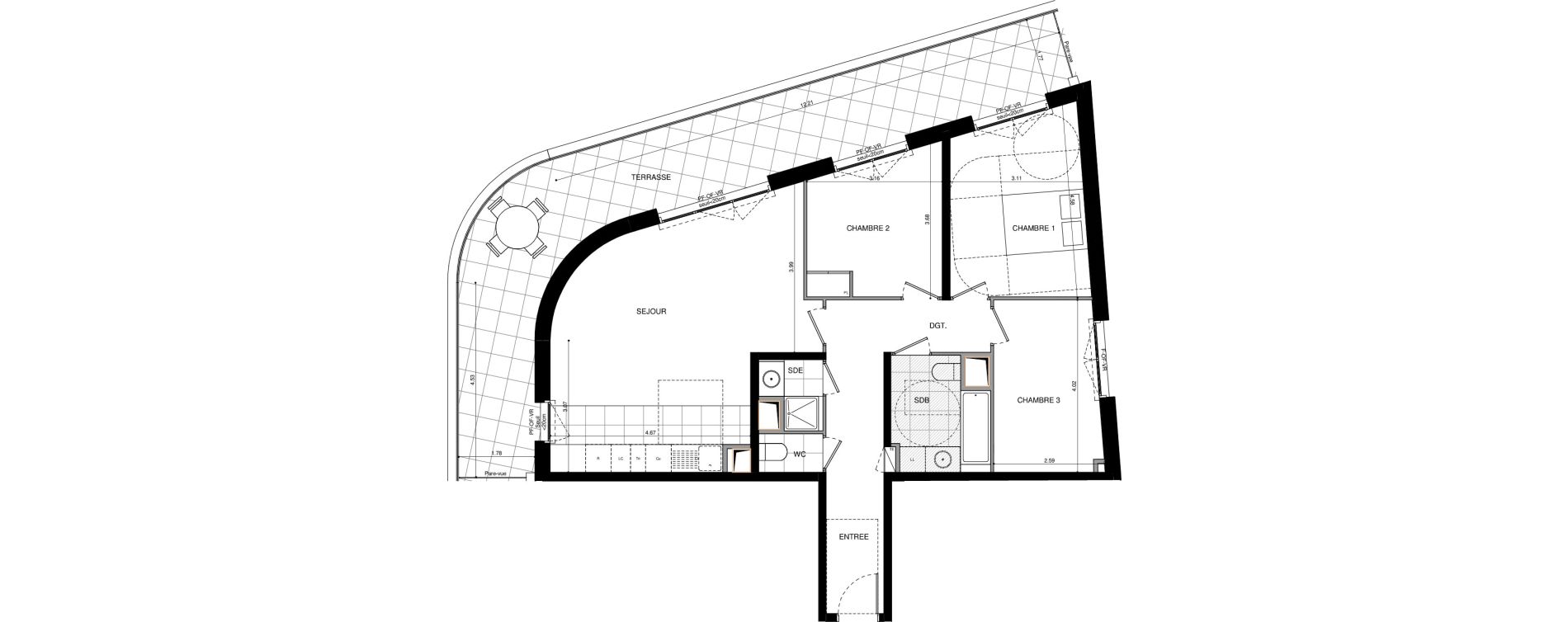 Appartement T4 de 85,50 m2 &agrave; L'Ha&yuml;-Les-Roses Lallier